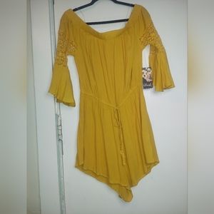 Mustard off the shoulder romper